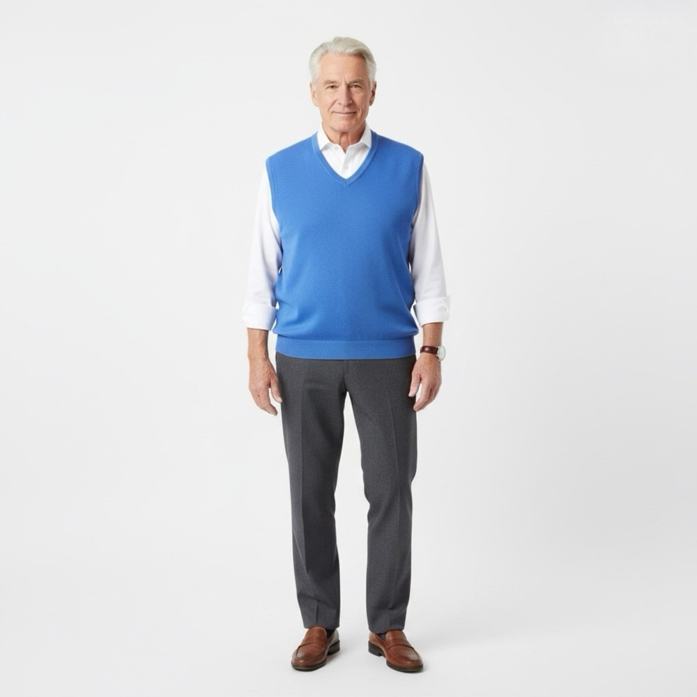 St. Croix Collections Blue V-Neck Sweater Vest XL Mens Vintage Retro Preppy USA